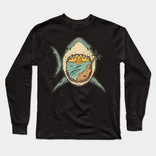 Vintage Shark and a Beach Sunset Long Sleeve T-Shirt